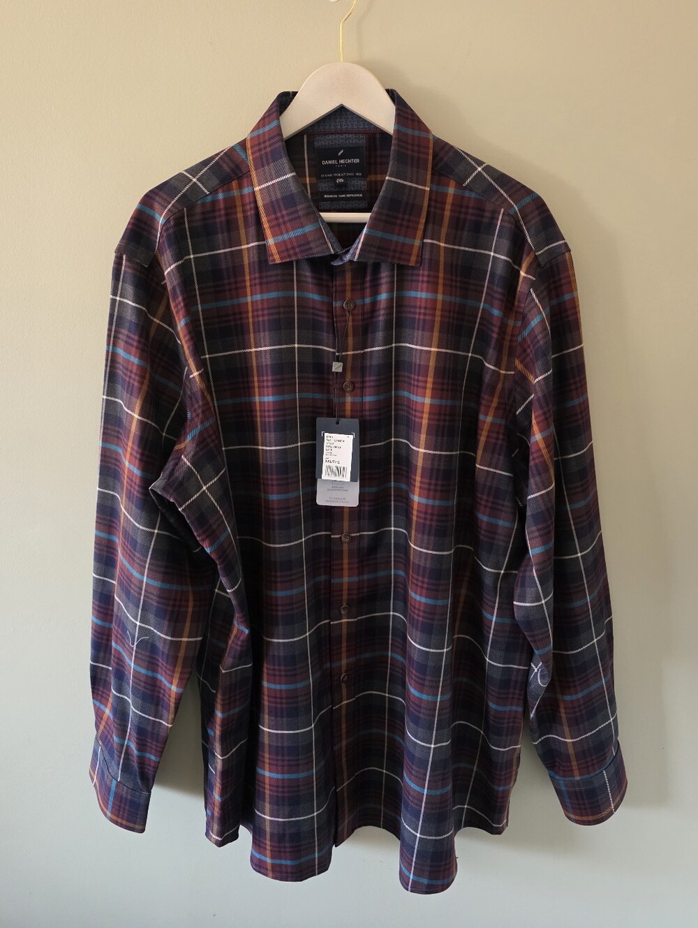 NWT Daniel Hechter Paris Non-Iron Plaid Button Down Shirt XXL Heritage Preppy